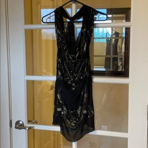 All Saints Black and Gold Embellished Tank Top